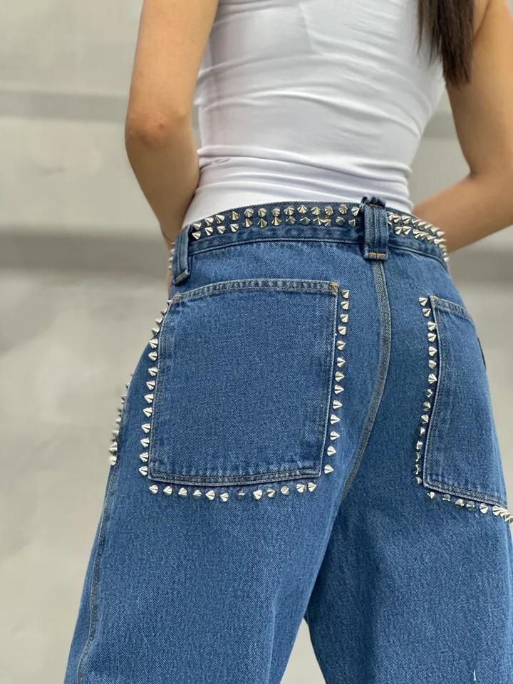 Pantalón Baggy de Jeans Azul para Mujer