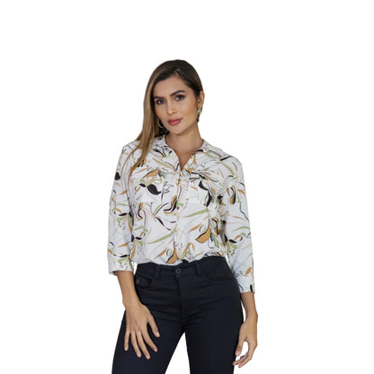 Blusa Estampada de Rayon Color Blanco