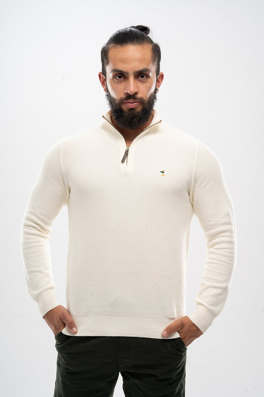 Buso Tejido con Cremallera Beige Claro para Hombre