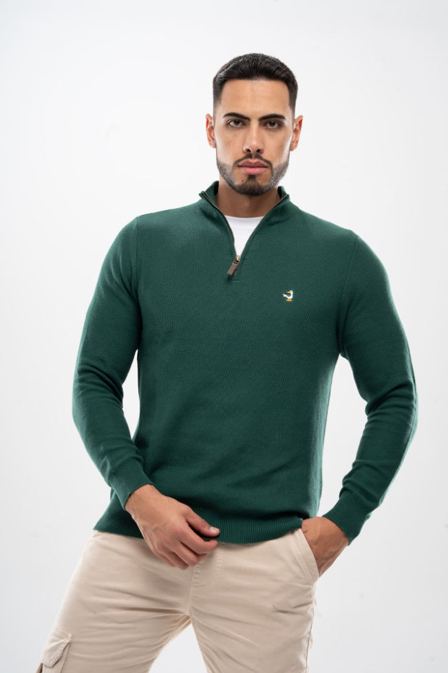 Buso Tejido con Cremallera Verde para Hombre