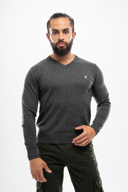 Buso Tejido Cuello V Gris para Hombre