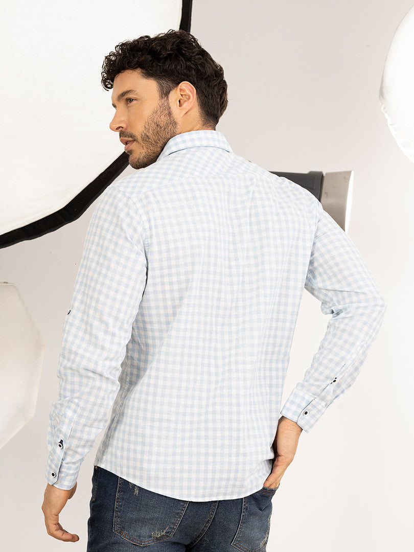 Camisa a Cuadros Slim Fit Casual para Hombre