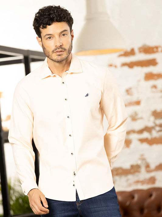 Camisa Slim Fit Crema para Hombre