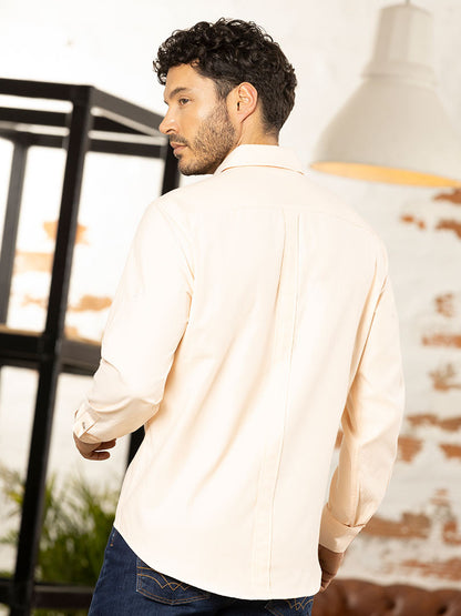 Camisa Slim Fit Crema para Hombre