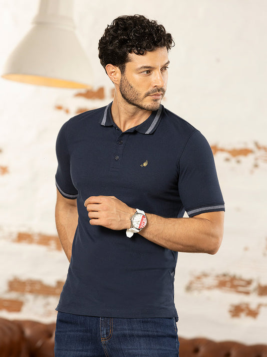 Polo Piqué Azul Oscuro para Hombre