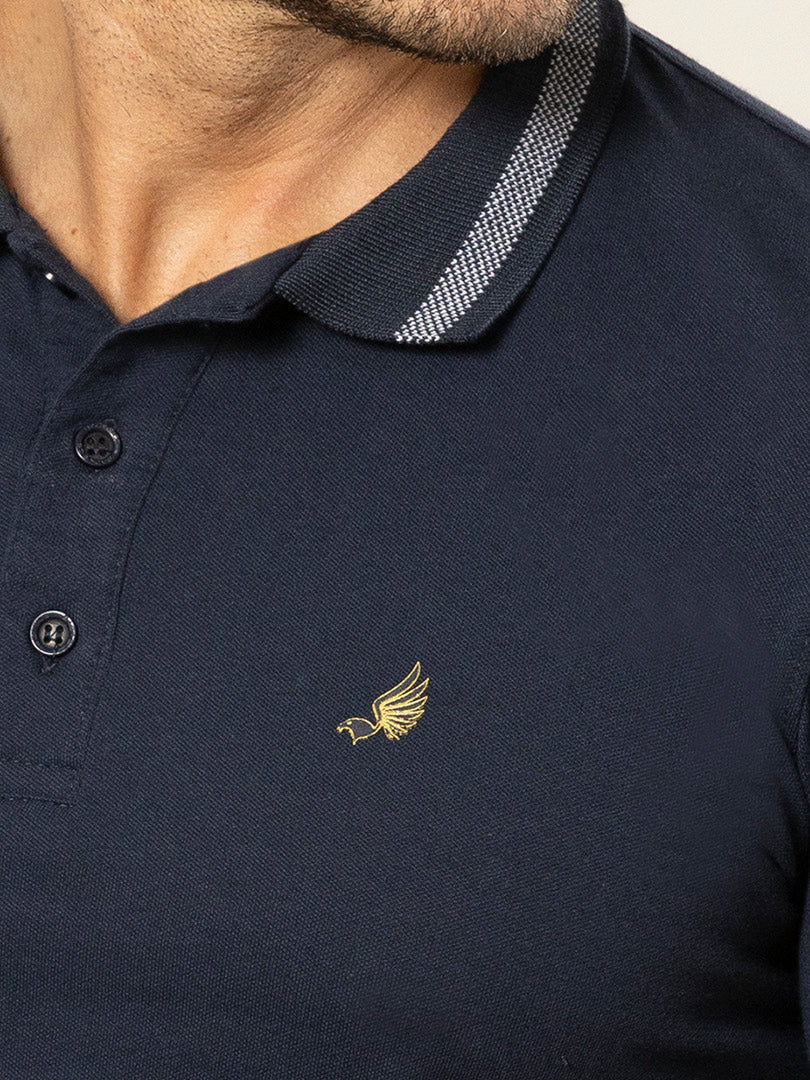 Polo Piqué Azul Oscuro para Hombre