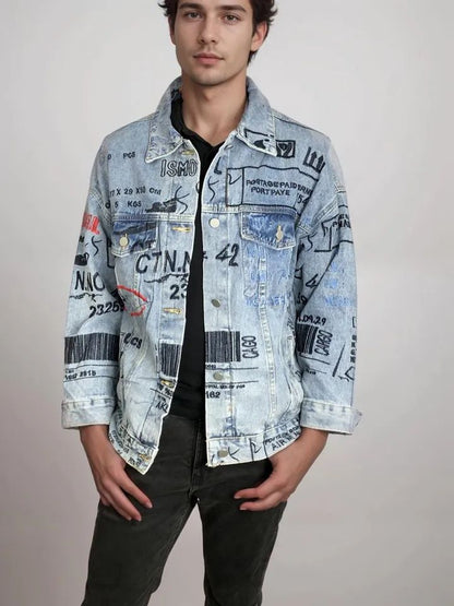 Chaqueta Estampada de Jeans Azul para Hombre