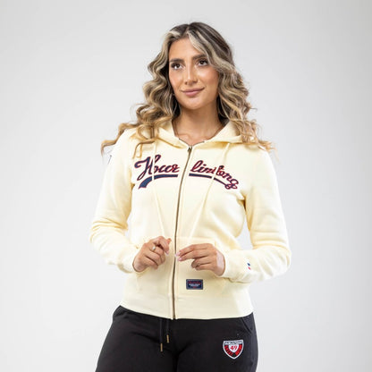 Chaqueta Hoodie de Algodón Beige para Mujer