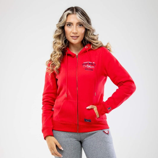 Chaqueta Hoodie de Algodón Rojo para Mujer