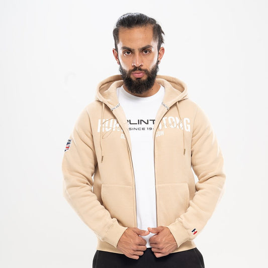 Chaqueta Hoodie de Algodón Perchado Camel Claro para Hombre