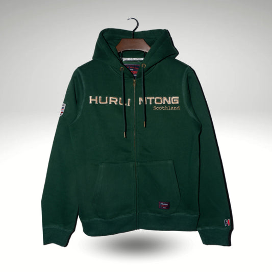 Chaqueta Hoodie de Algodón Perchado Verde para Hombre