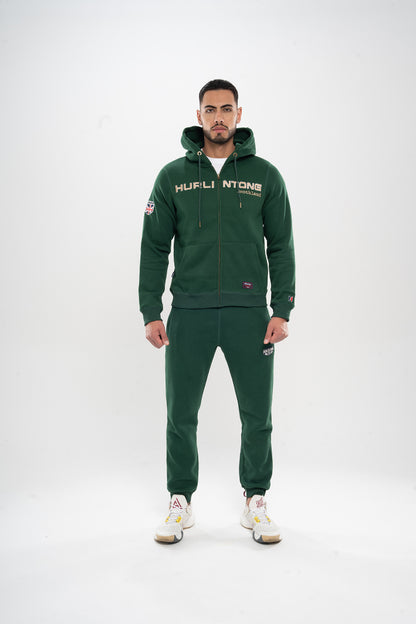 Chaqueta Hoodie de Algodón Perchado Verde para Hombre