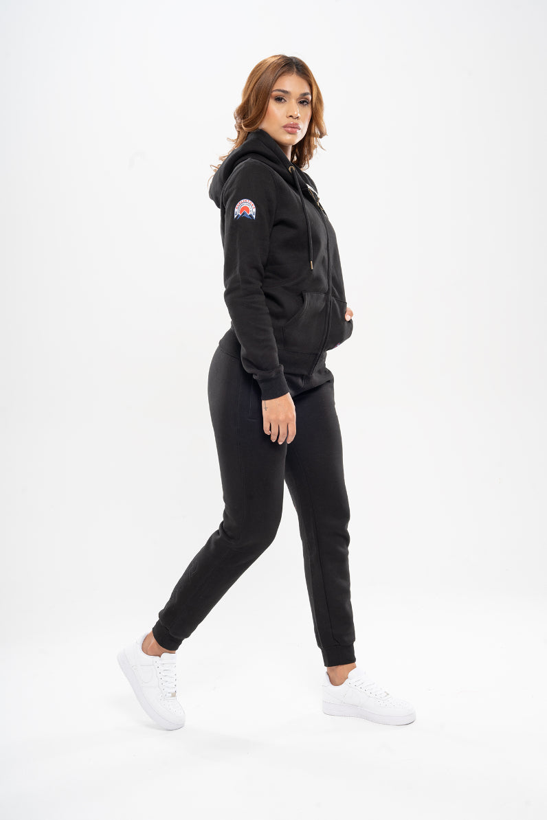 Chaqueta Hoodie de Algodón Perchado Negro para Mujer