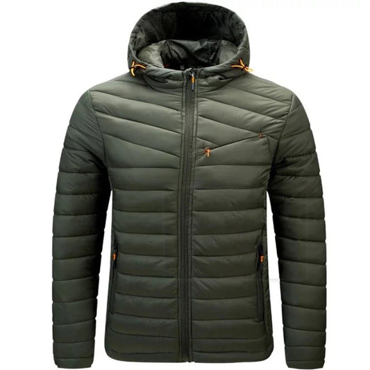 Chaqueta Térmica con Capota Verde Grisáceo para Hombre