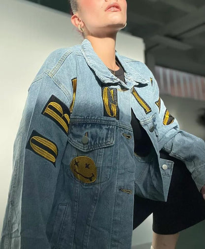 Chaqueta Oversize Bordada Denim Unisex