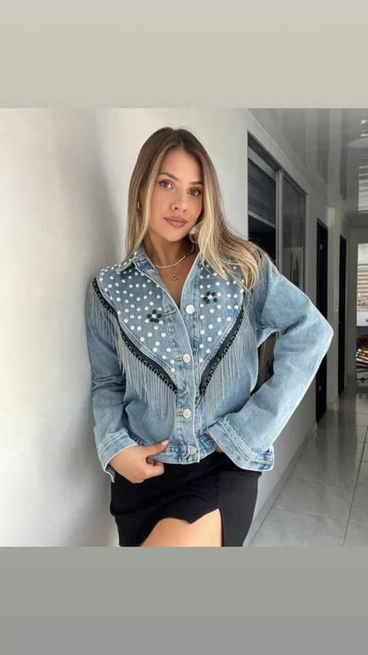 Chaqueta con Adornos Denim para Mujer