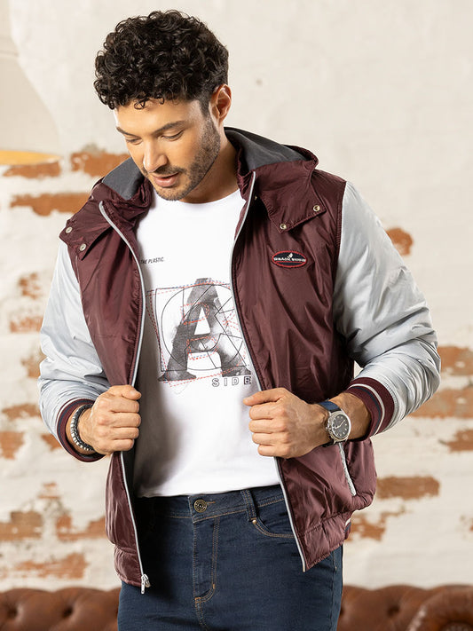 Chaqueta Beisbolera con Capota Vinotinto para Hombre