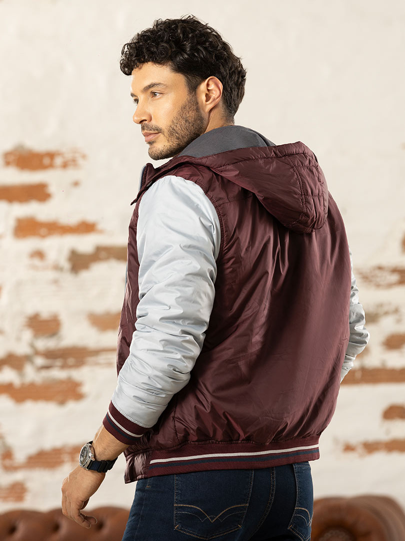 Chaqueta Beisbolera con Capota Vinotinto para Hombre