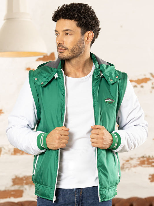 Chaqueta Beisbolera con Capota Verde para Hombre