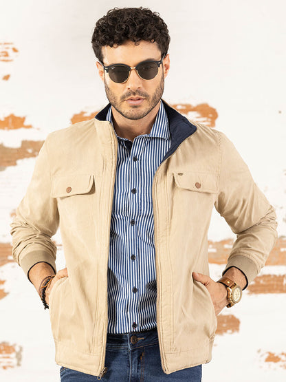 Chaqueta Doble Faz Beige Azul Marino para Hombre