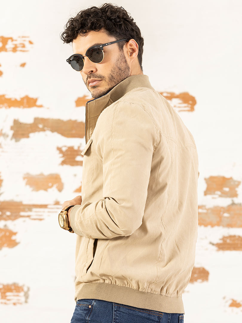 Chaqueta Doble Faz Beige Azul Marino para Hombre