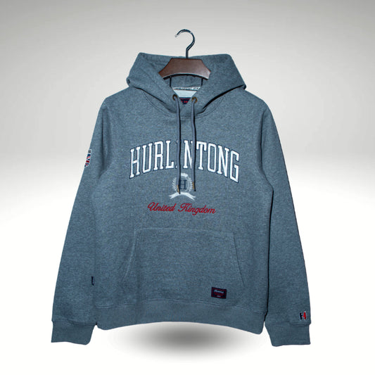 Hoodie Algodón Perchado Gris Jaspeado para Hombre