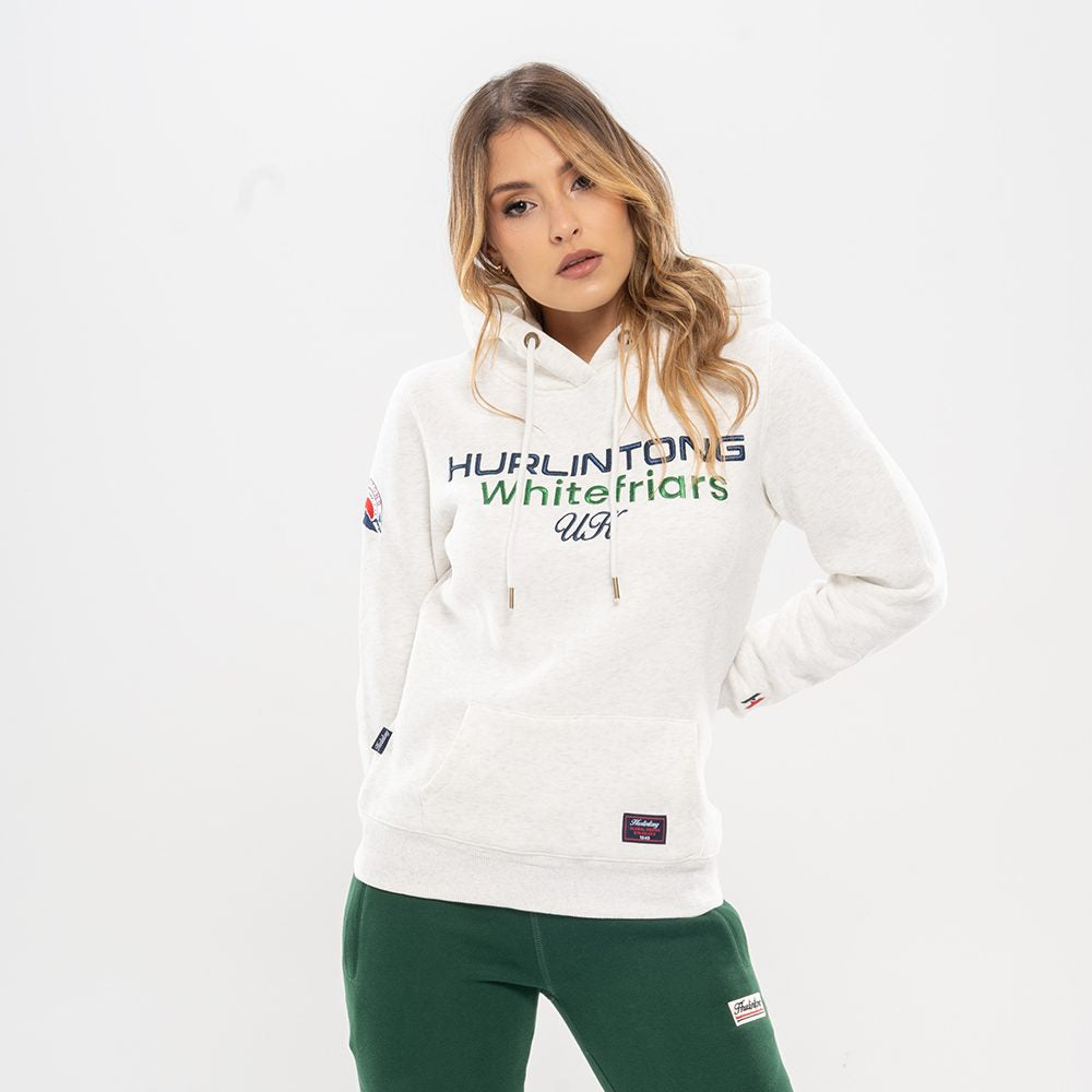 Hoodie Algodón Perchado Gris Claro para Mujer