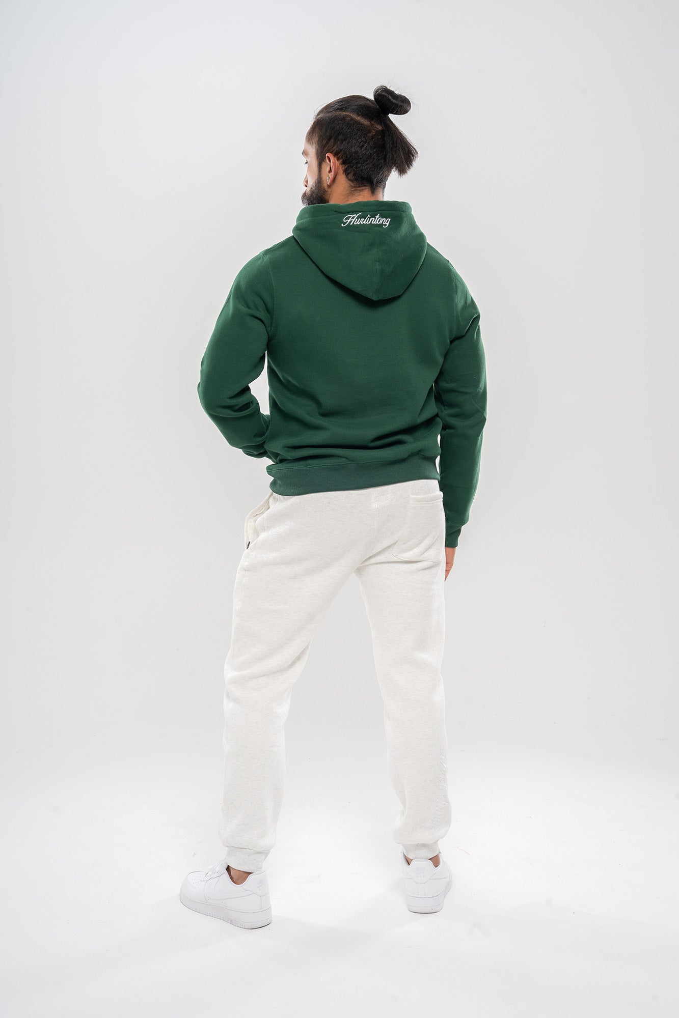 Hoodie Algodón Perchado Verde para Hombre