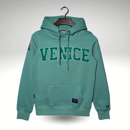 Hoodie Algodón Perchado Verde Suave para Mujer