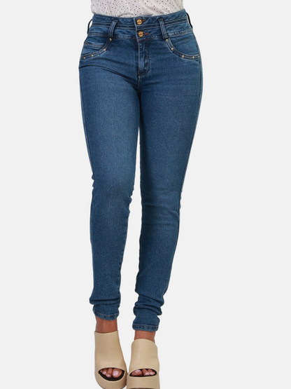 Jean Skinny Tiro Medio IAzul para Mujer