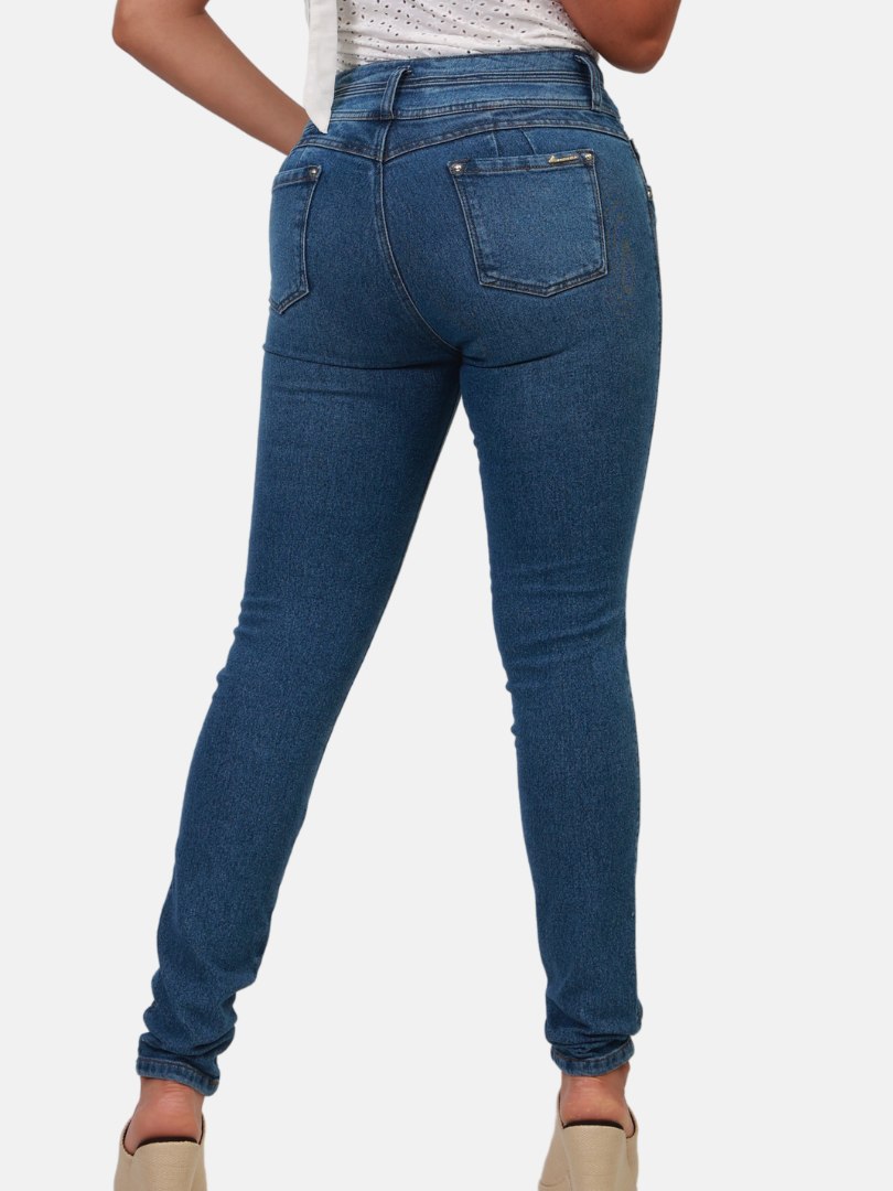 Jean Skinny Tiro Medio IAzul para Mujer