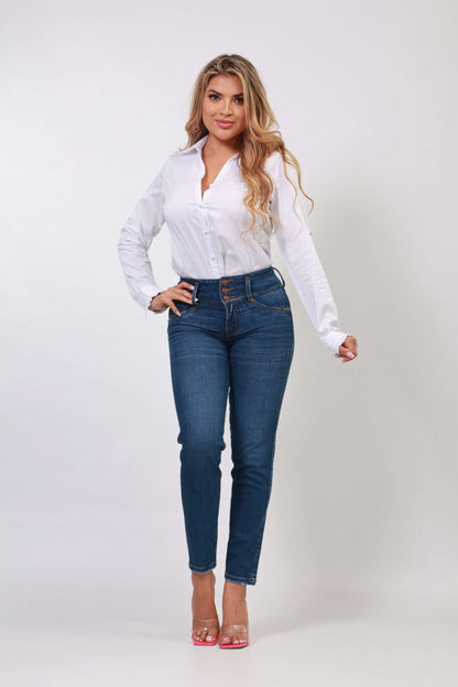 Jean Skinny Licrado Azul Medio para Mujer