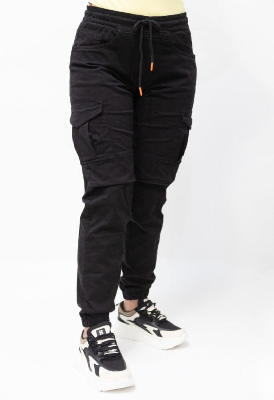 Jogger Cargo Drill Negro para Mujer