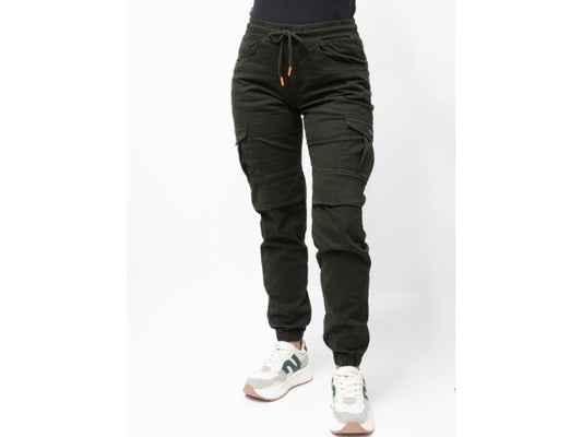 Jogger Cargo Drill Verde Militar para Mujer