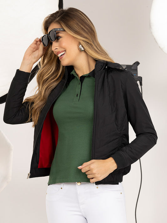 Chaqueta Térmica con Capota Negro para Mujer