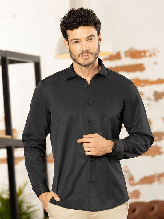 Camisa Manga Larga Negro para Hombre