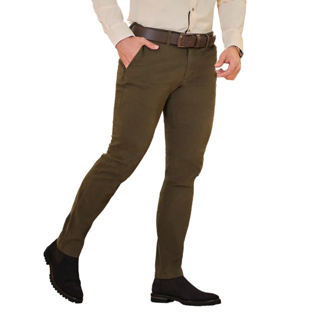 Drill Stretch Skinny Café para Hombre