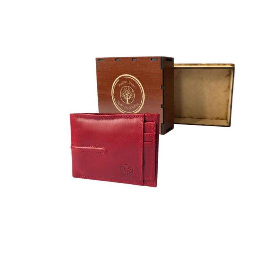 Billetera de Cuero Rojo para Hombre