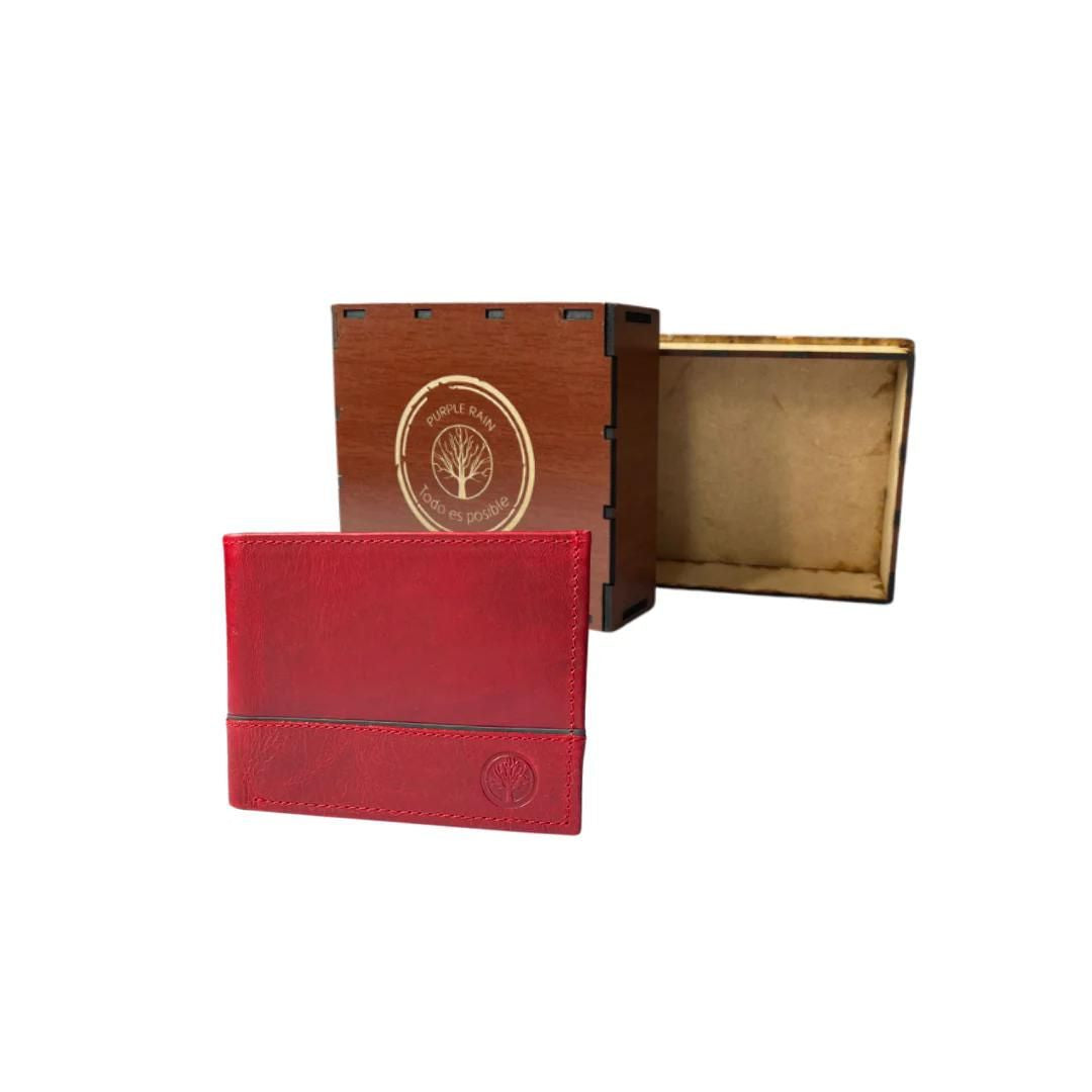 Billetera de Cuero Rojo para Hombre