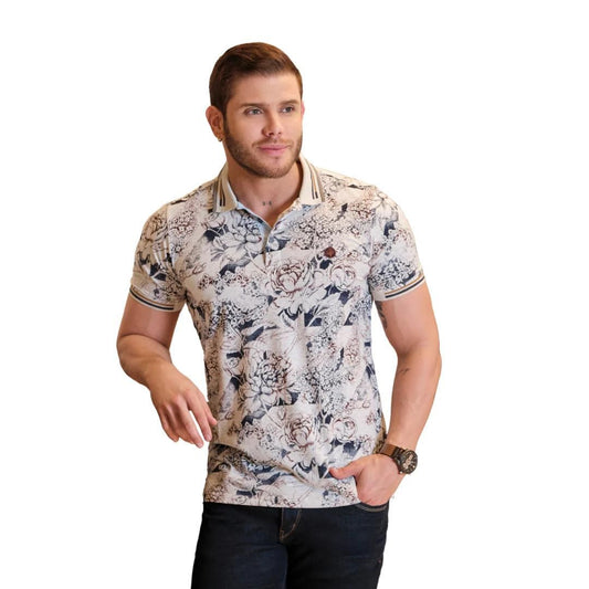 Polo Estampada Beige para Hombre