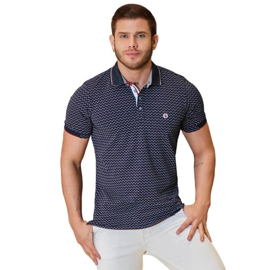 Polo Estampada Azul para Hombre