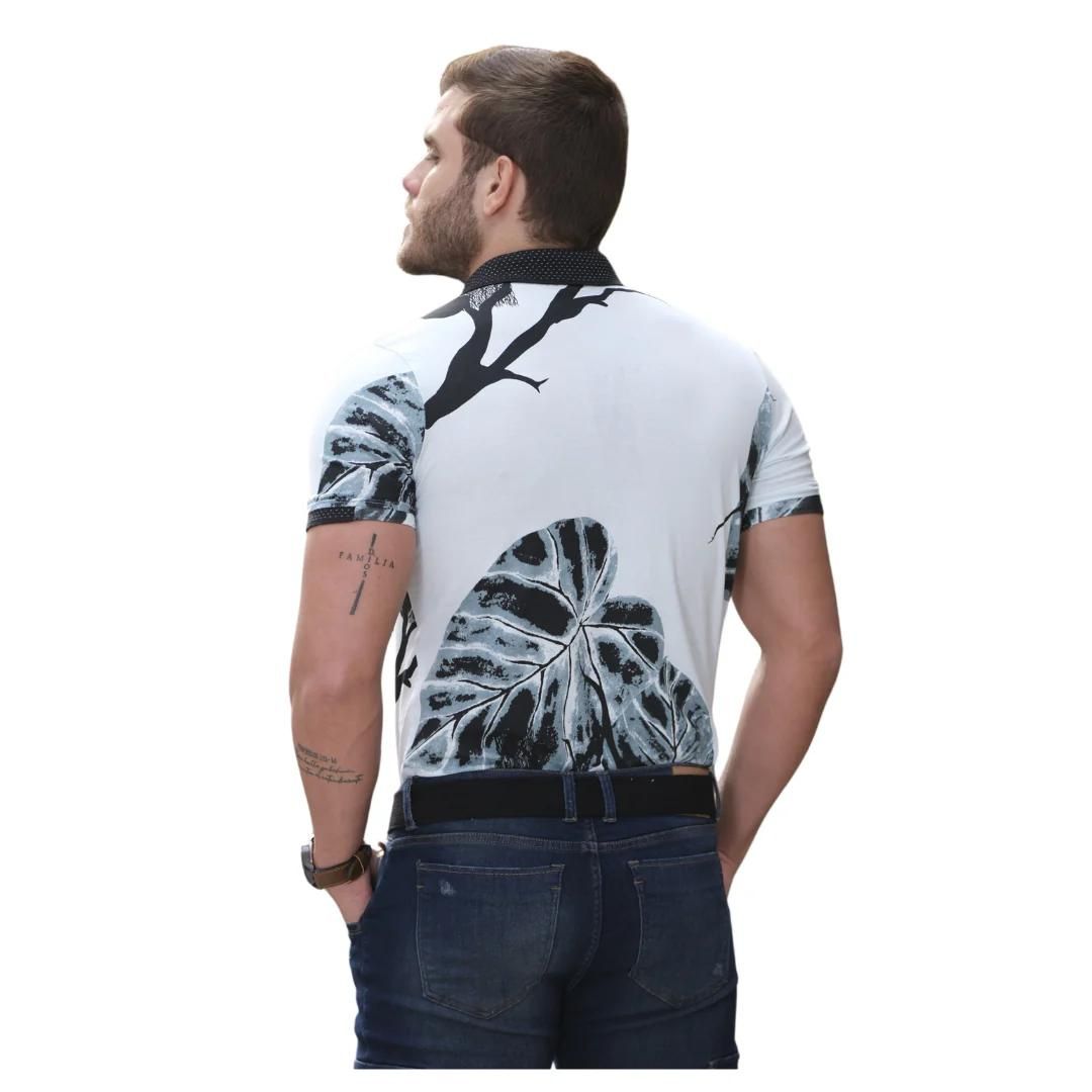 Polo Estampada Blanco para Hombre