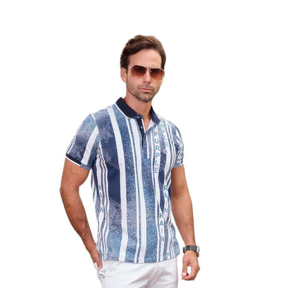 Polo Estampada Azul para Hombre